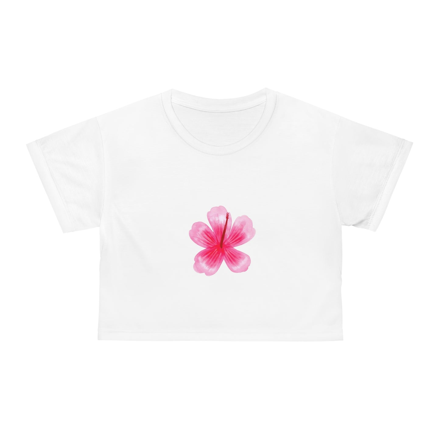 Pink Leilani Flower Cropped Tee